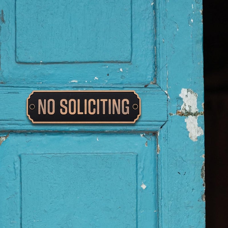 Maoerzai No Soliciting Brass Door Sign  Brass No Soliciting Thank You Sign  Solid Brass Wall Plaque Home Decor Accessories Door Or Wall. (Black - No Soliciting Sign-BR) - Image 3